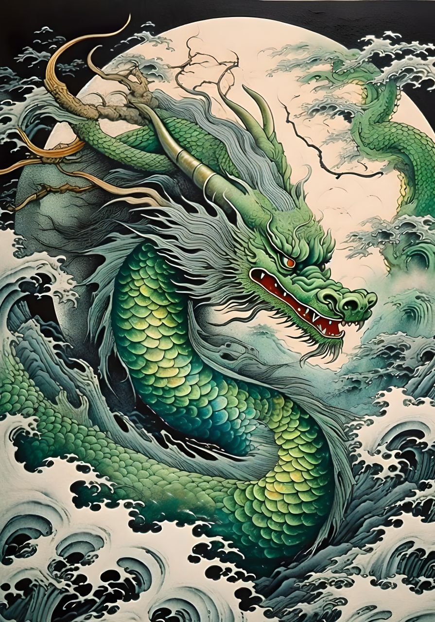 青龙偃月,#水墨画##水墨风##龙##中国画##图片##当代水墨画