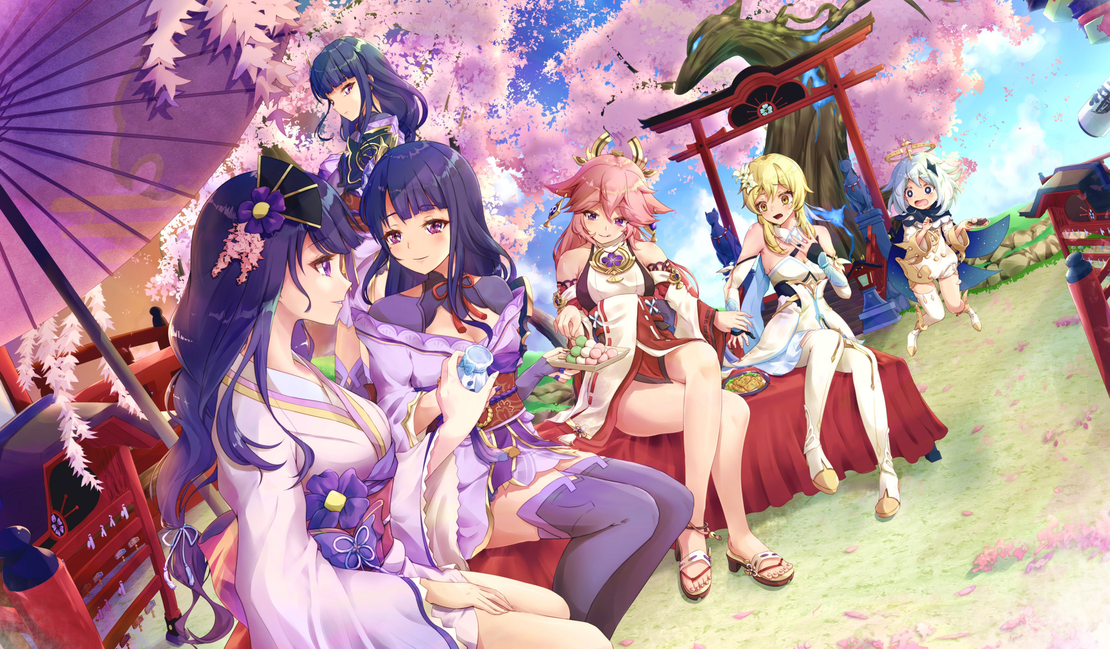 原神 雷电影  雷电真 雷电将军  八重神子  荧妹