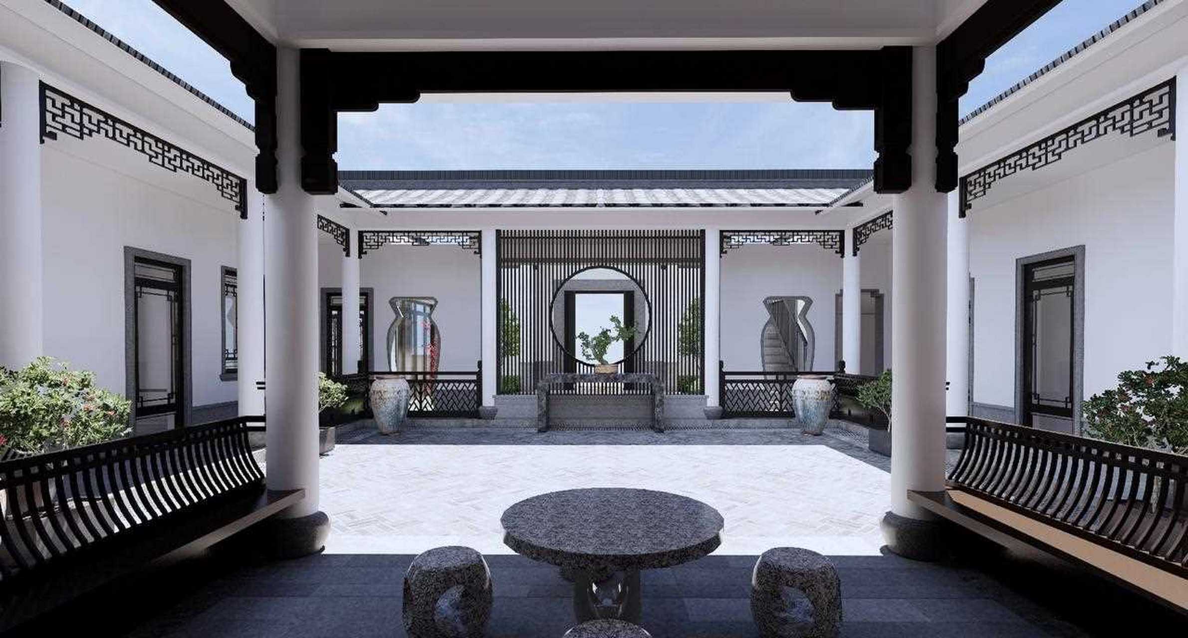 四合院的庭院处处展现着中式对称美.