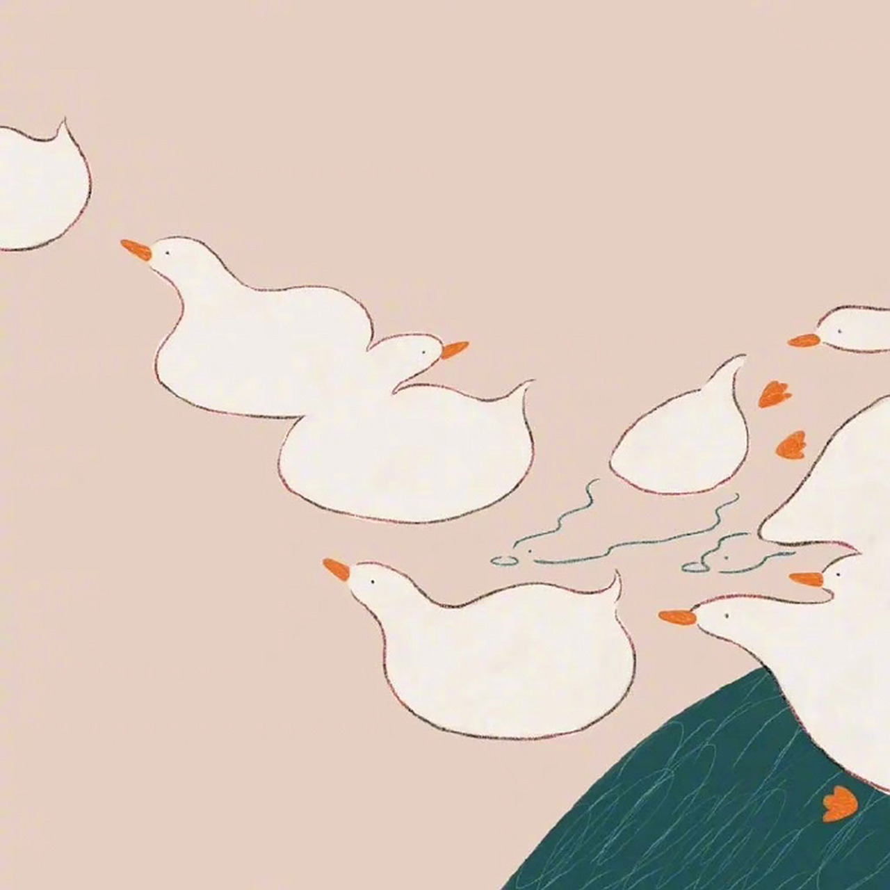 kawa harari的治愈系插画,极致的简约画风,用少的线条就能生动地把