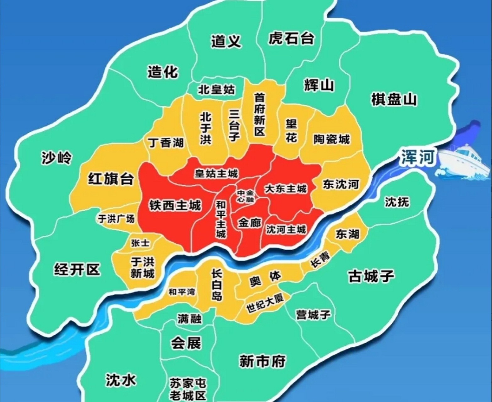 沈阳市区地图区域划分图片