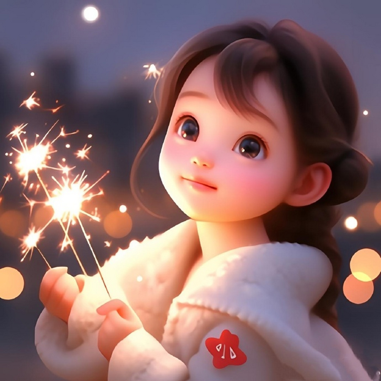 金光闪闪烟花棒女孩可爱头像