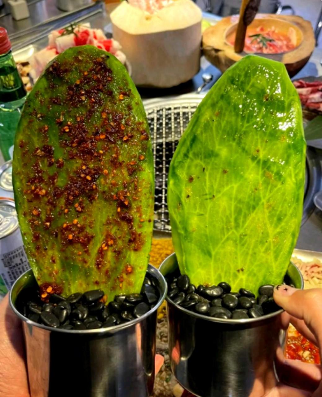 仙人掌也能当作食材烤着吃!