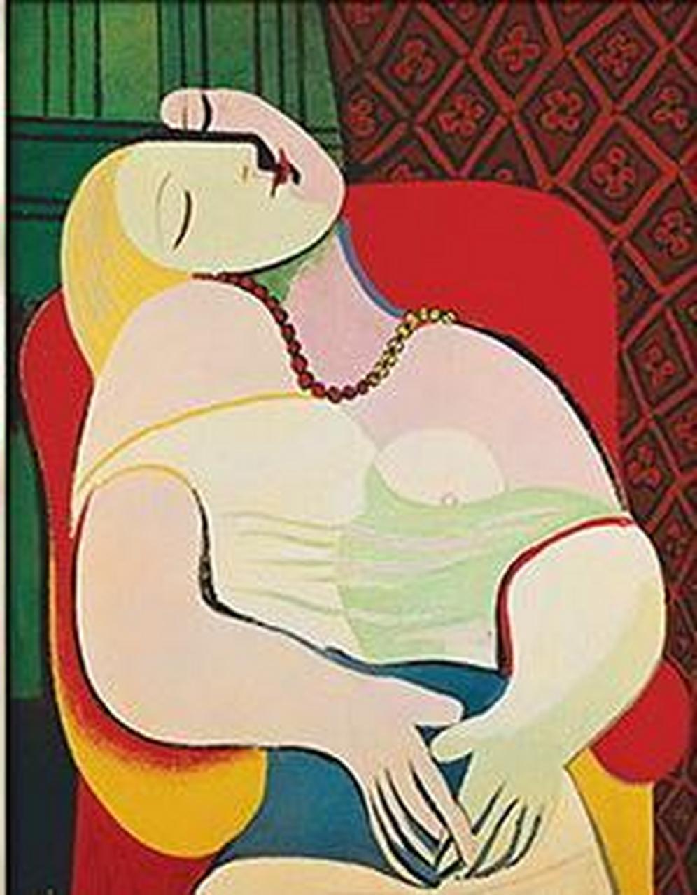 毕加索对爱的完美体现《梦》 1927年,47岁的毕加索与长着一头金发