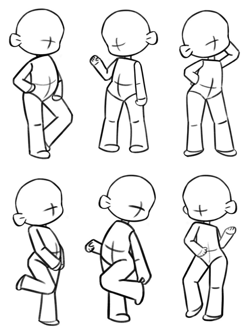 q版人物通常采用三头身的比例,头部,身体和腿部的比例都比较短小,给人