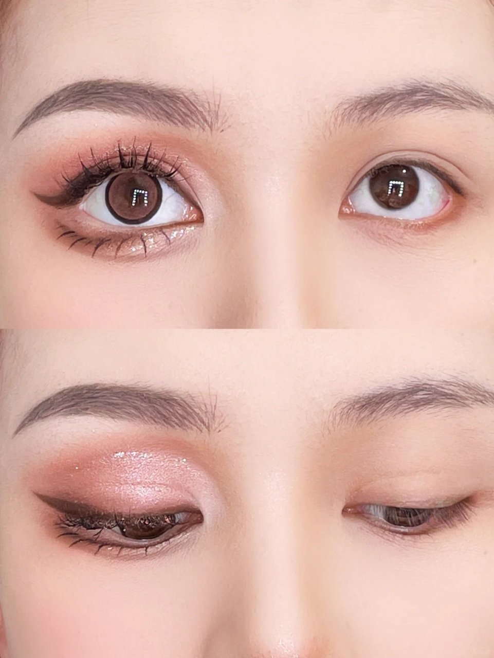 粉色加大地色漫画感十足 点图液体眼影成碎钻感~ 整体也是粉色系为主