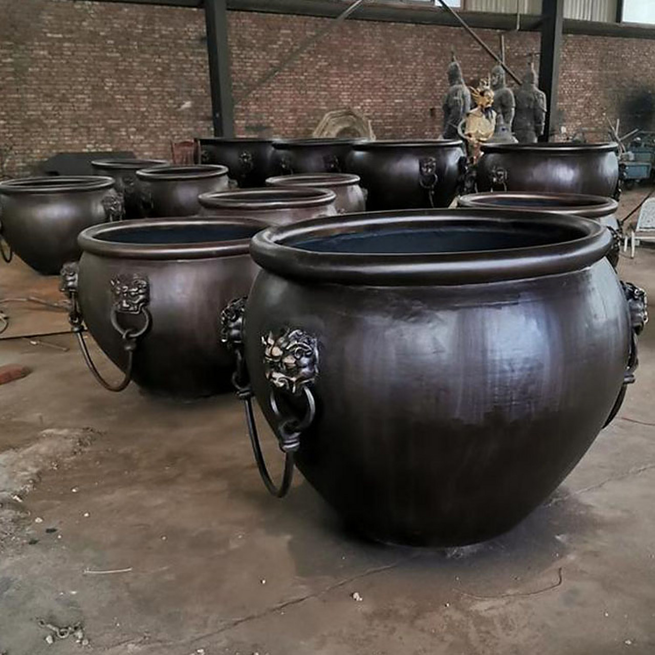 铜水缸雕塑摆件 别墅铜大缸摆件 铸铜大缸定制