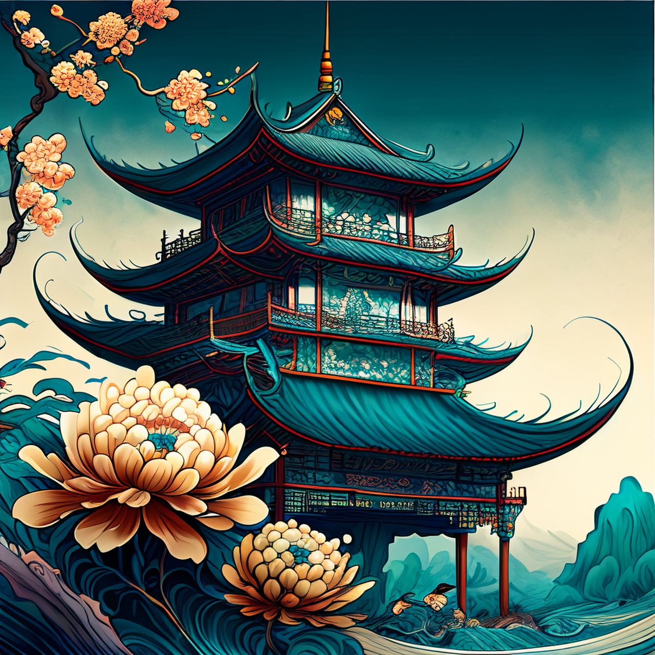 古风绘画,中国风,描绘古诗词,古典美.忆昔叨从班,入朝大明宫.