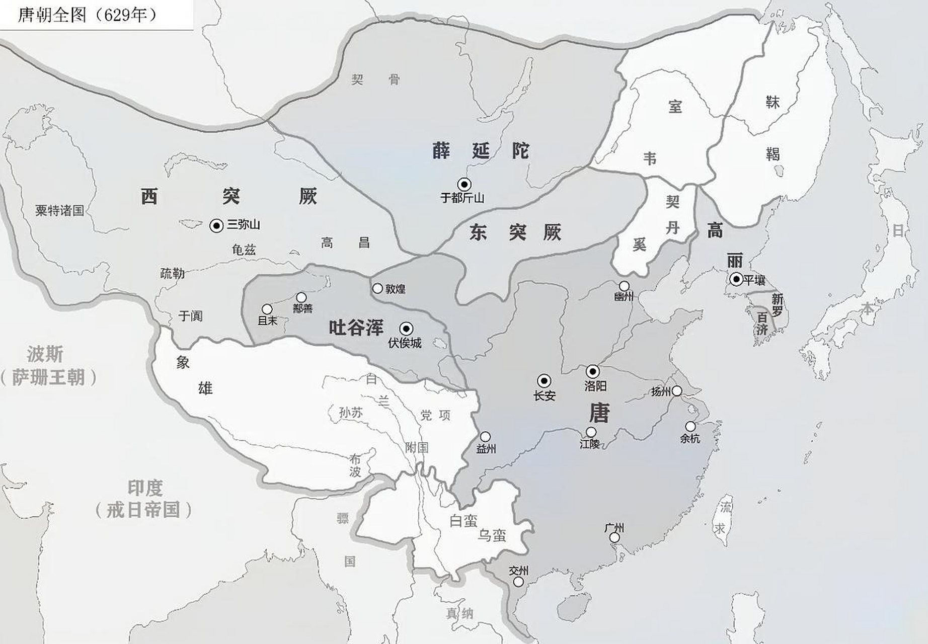 从629年到669年,唐朝的领土从完全统一走向繁荣