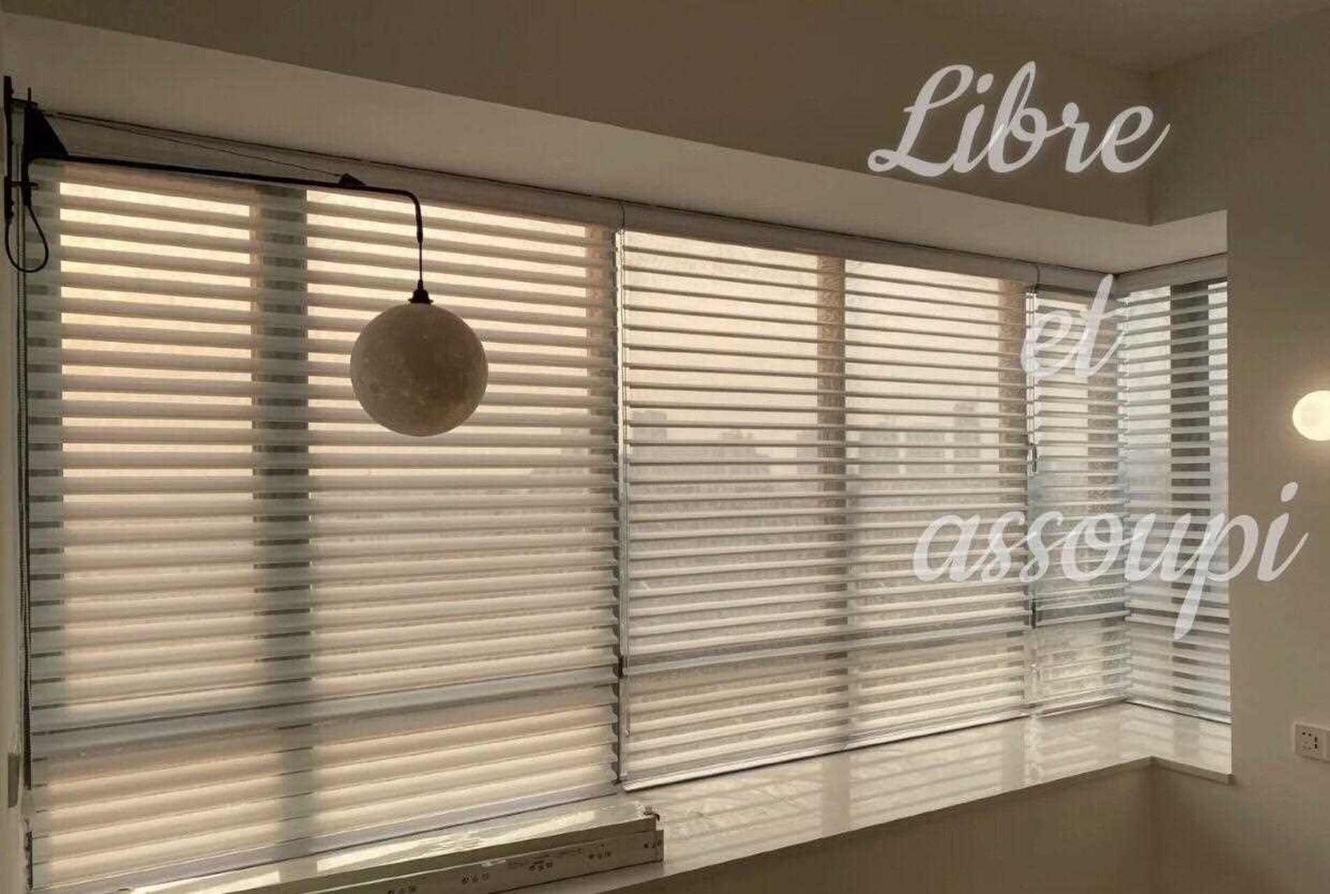 全遮光的蜂巢日夜帘,相当于上下有两幅帘子,日帘透光,夜帘遮光,白天也