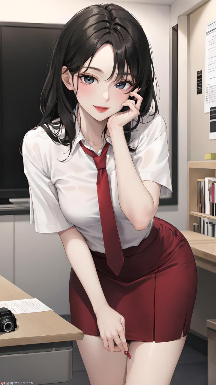 动漫壁纸:职场风成熟御姐 ai 厚涂创作下的职场风成熟御姐,她身着贴身