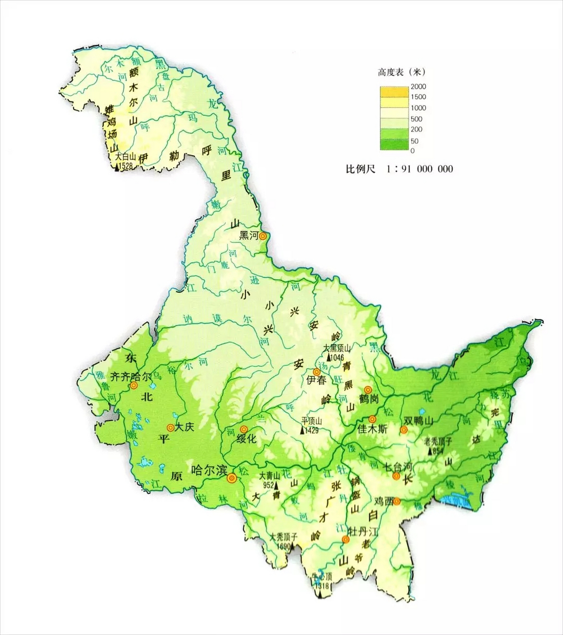黑龙江省地形图