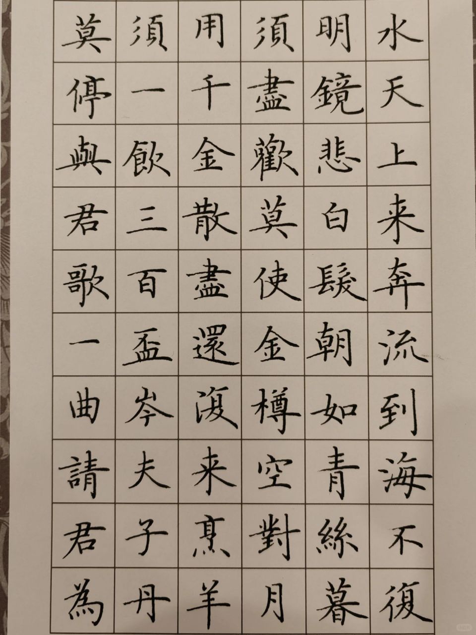 硬笔楷书 | 临卢中南小楷-将进酒