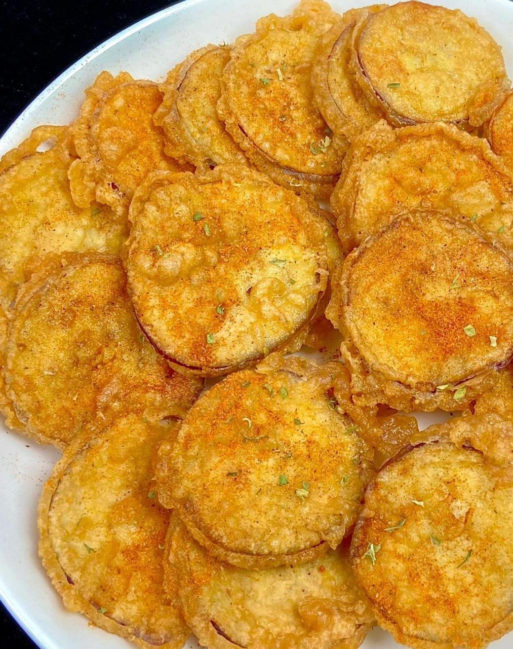 比肉还香的炸茄片,真的巨好吃[比心]外酥里嫩[比心] 97食材:茄子