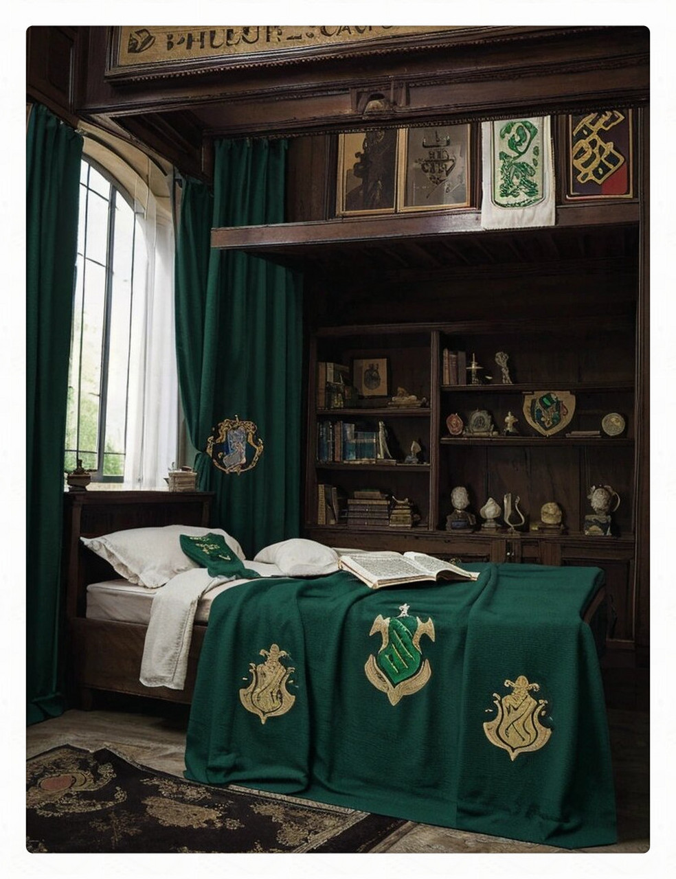 斯莱特林寝室  在神秘的斯莱特林寝室,散发着令人着迷的氛围.