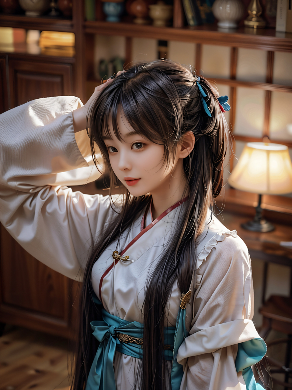 ai美女图片#每日ai美女秀	她身穿一袭水墨画般的