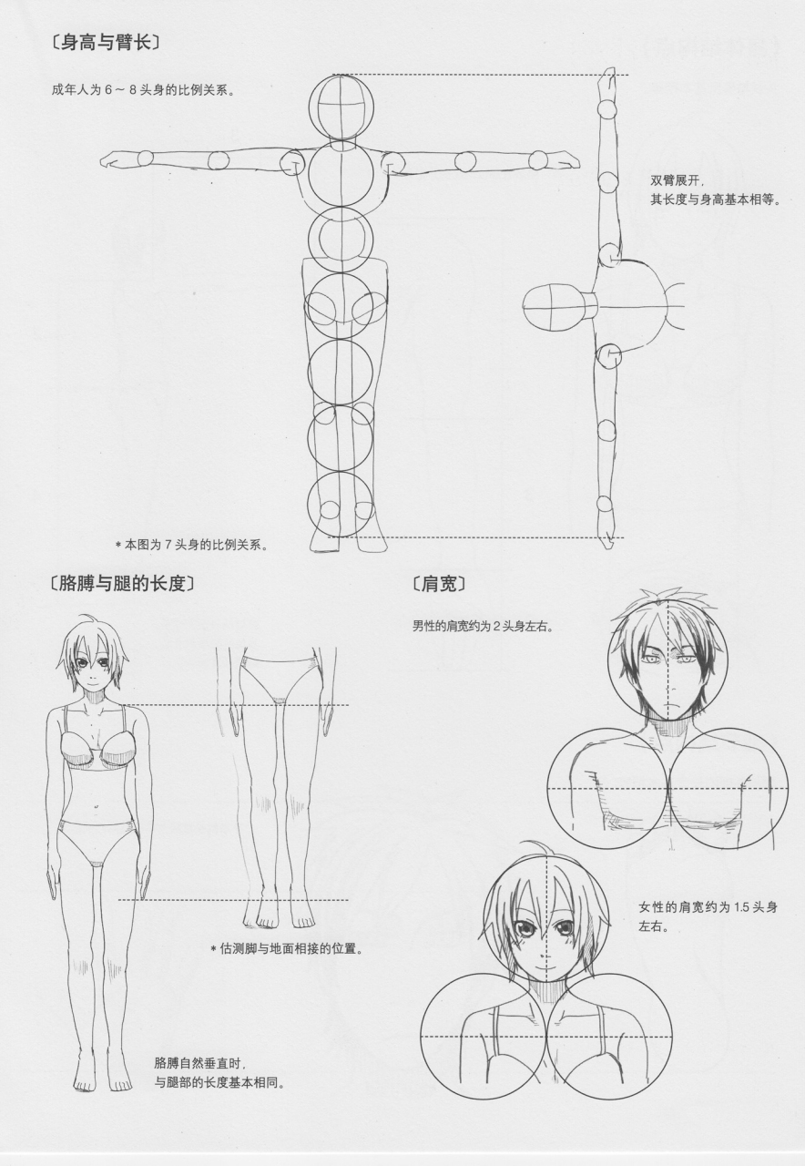 者在画动漫人物身体时造成视觉上会很别扭,那是因为没有注意比例关系