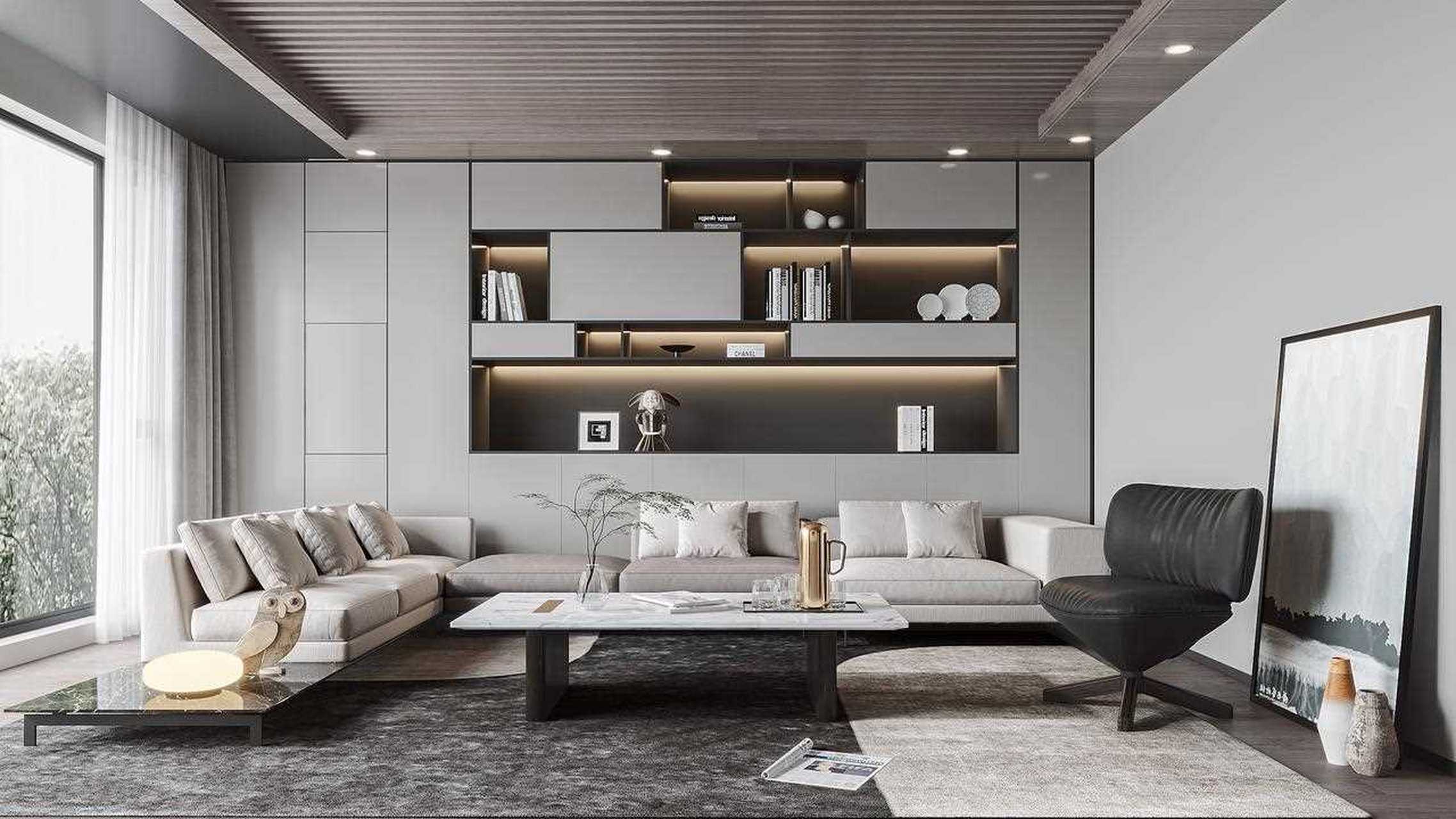 电视柜背景墙/沙发背景墙 高级灰简约风格 时光静美 简单精致