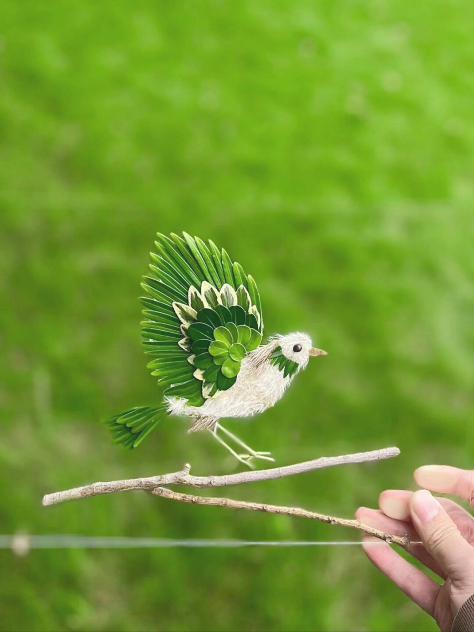 🌿鸟儿们也开始为冬天做准备,我们可以用秋天的树叶制作一只小鸟,来