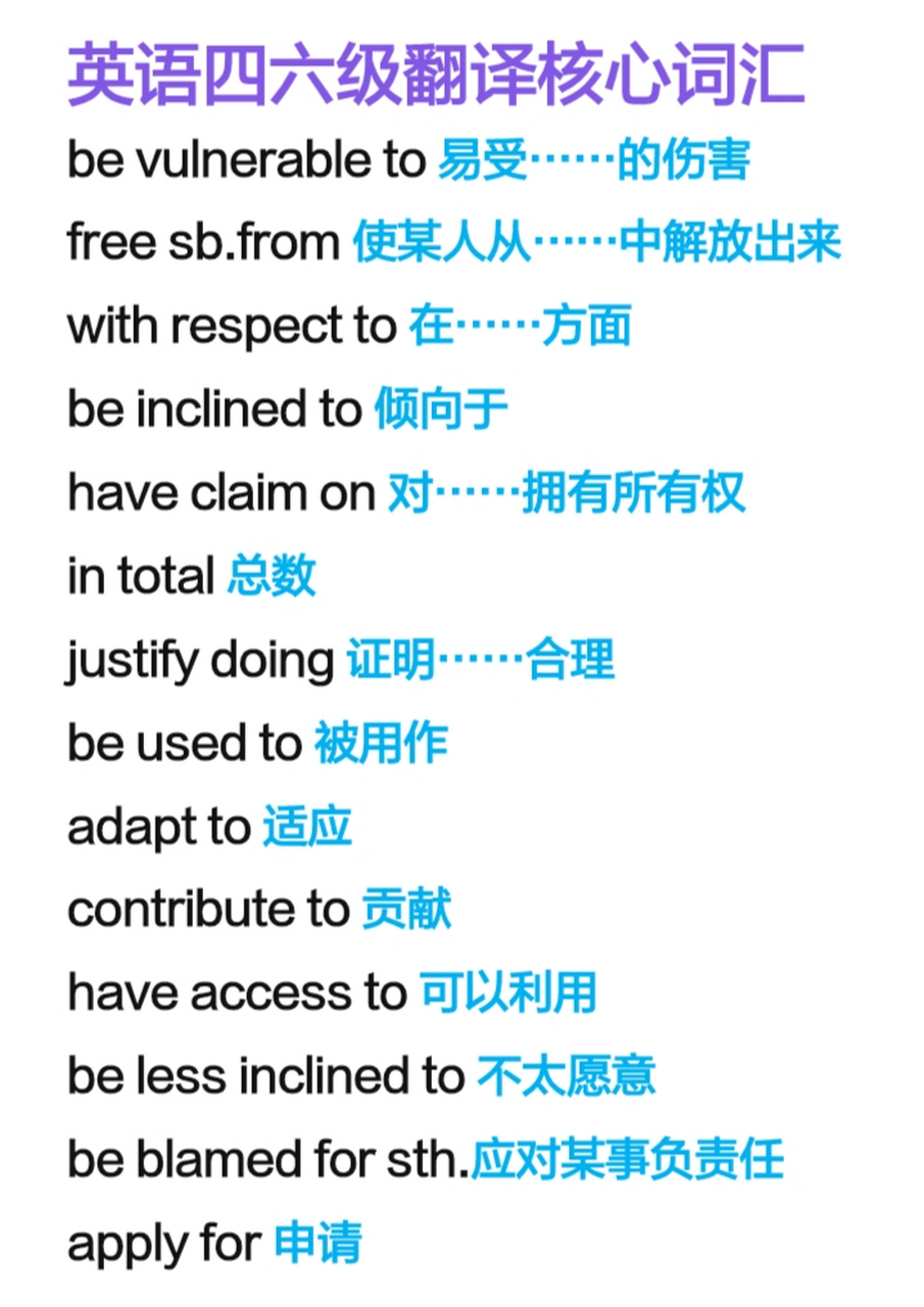 英語四六級翻譯核心詞彙 哈嘍寶子們,今天的分享來嘍 很多要考四六級