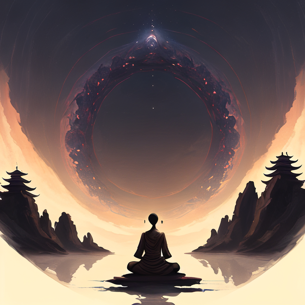 禅定才朝暮,劳生几屈伸.4k,简洁,静谧#百度ai绘图黑科技