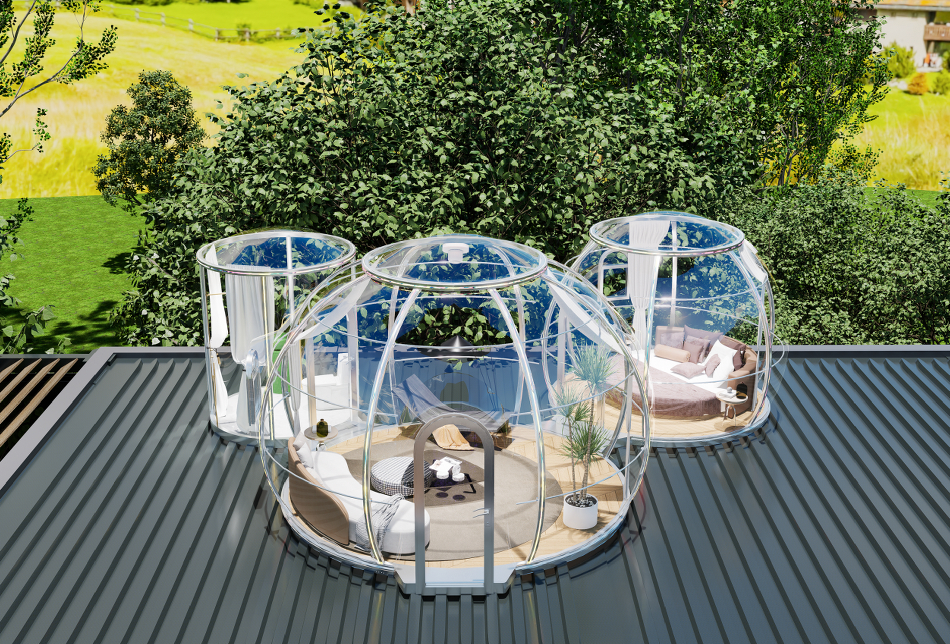 帐篷营地也能有新花样,搭两套星空泡泡屋瞬间效果满满  新的泡泡屋搭