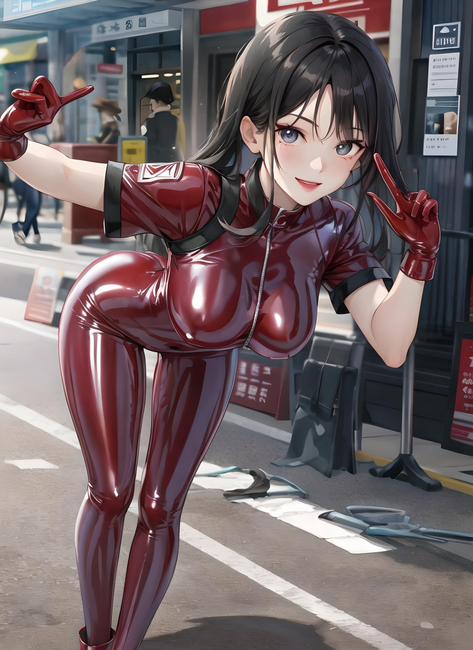 动漫壁纸:二次元模特姐姐 在热闹的街头,她是一位令人惊艳的女模特,她