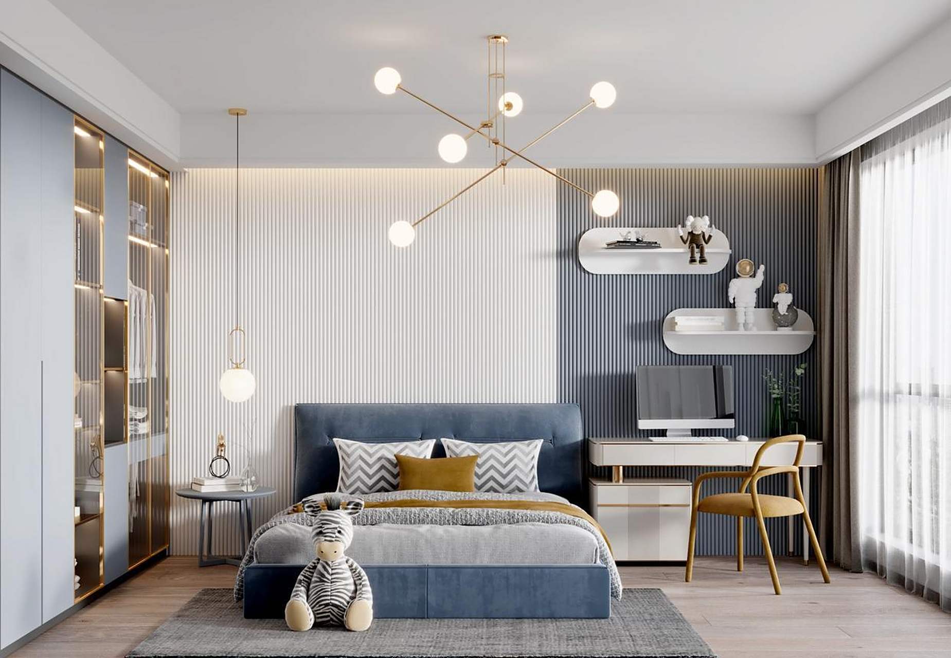 适合青少年的卧室设计效果.  你喜欢这样的装修吗?喜欢点个赞吧.