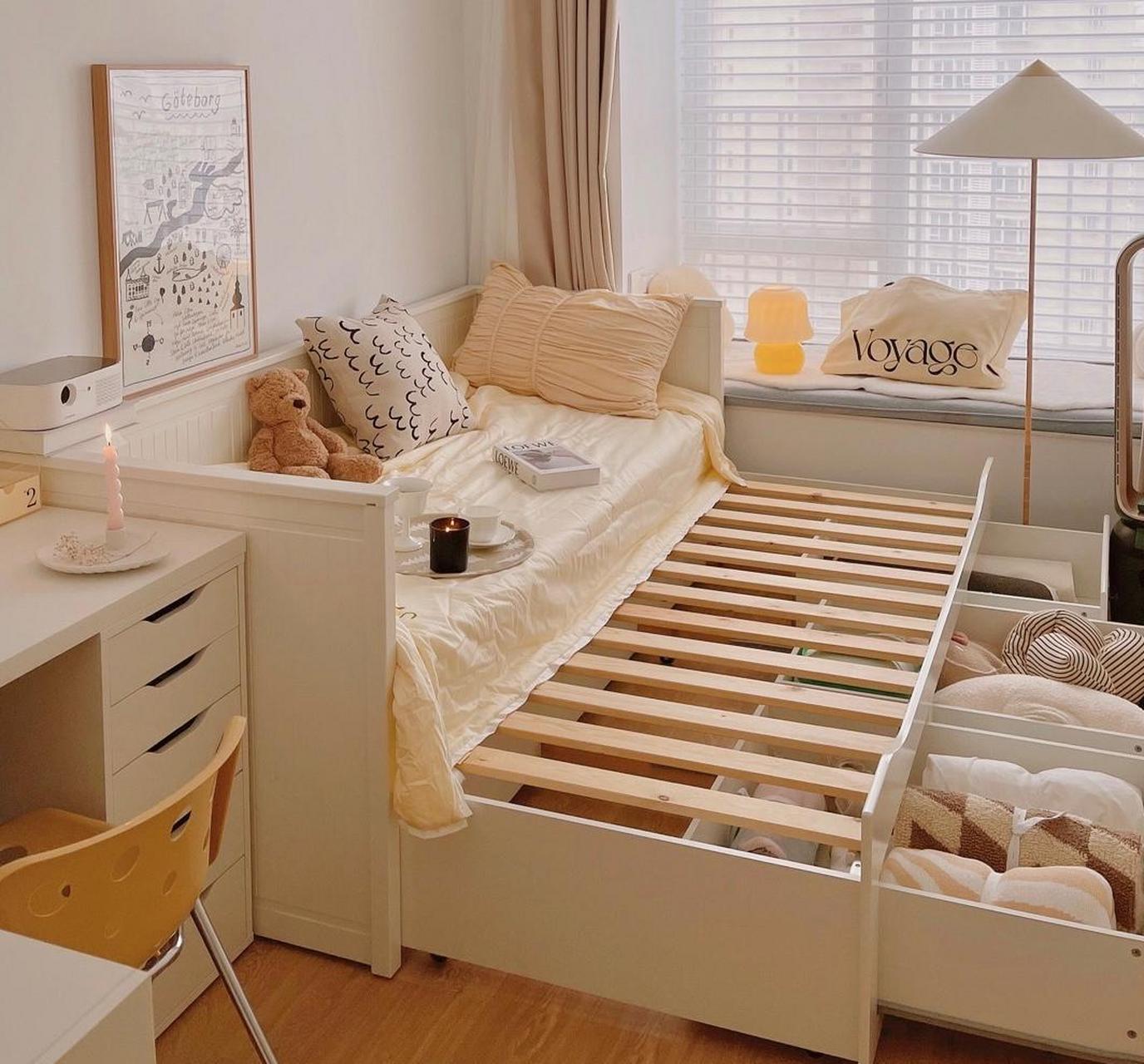 [心]8平米小卧室如何放下沙发 大床 l型半包围书桌?