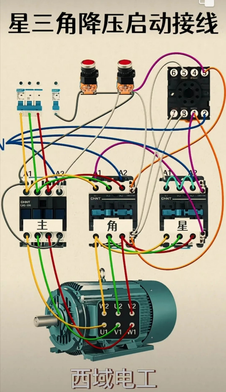 百家号星火计划#星三角降压启动的接线方法,60秒学会接线