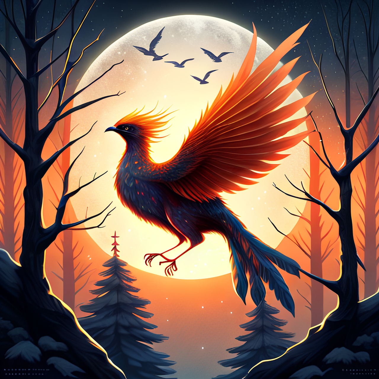 凤鸣朝阳凡鸟息,猿啼夜月空林寒.平和,静谧,宁谧#百度ai绘图黑科技