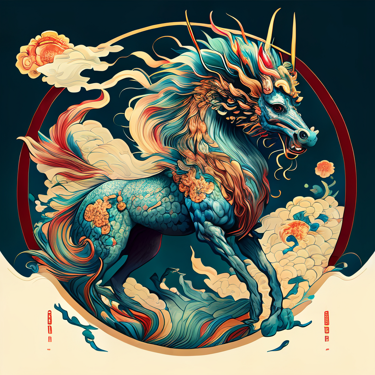 归来麒麟上,献纳当及辰.中国风,优美,淡雅#百度ai绘图黑科技