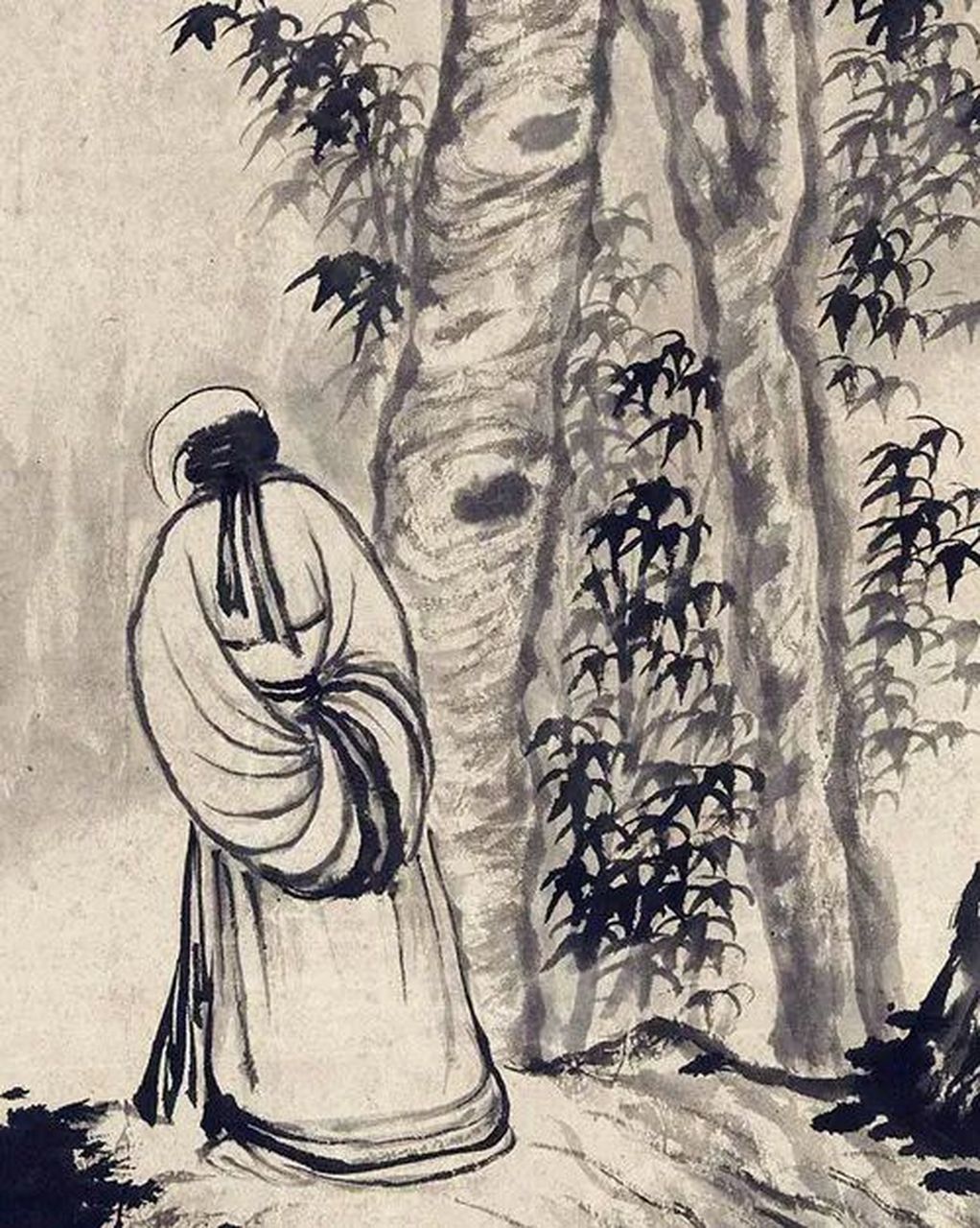 石涛《桐荫图 桐荫,就是梧桐树形成的树荫,这个题材在明末清初很
