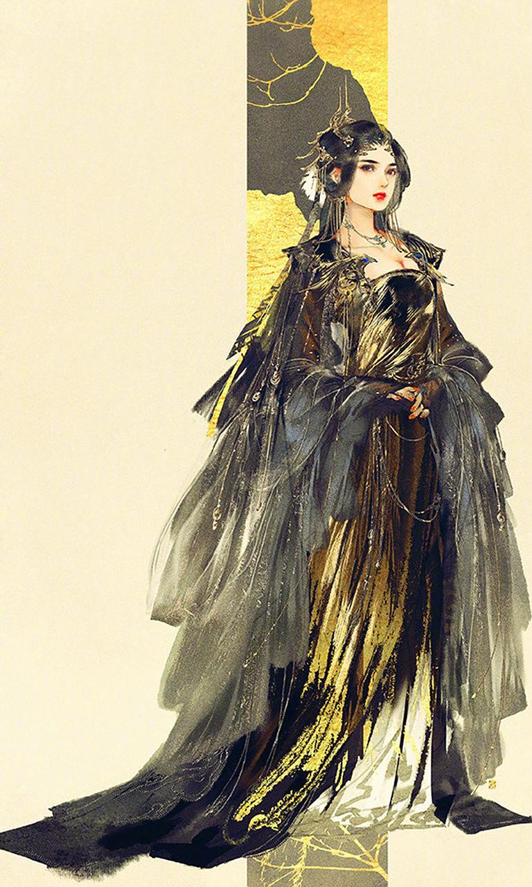 伊吹鸡腿子的水墨绝美古风,画风唯美,意境深邃.