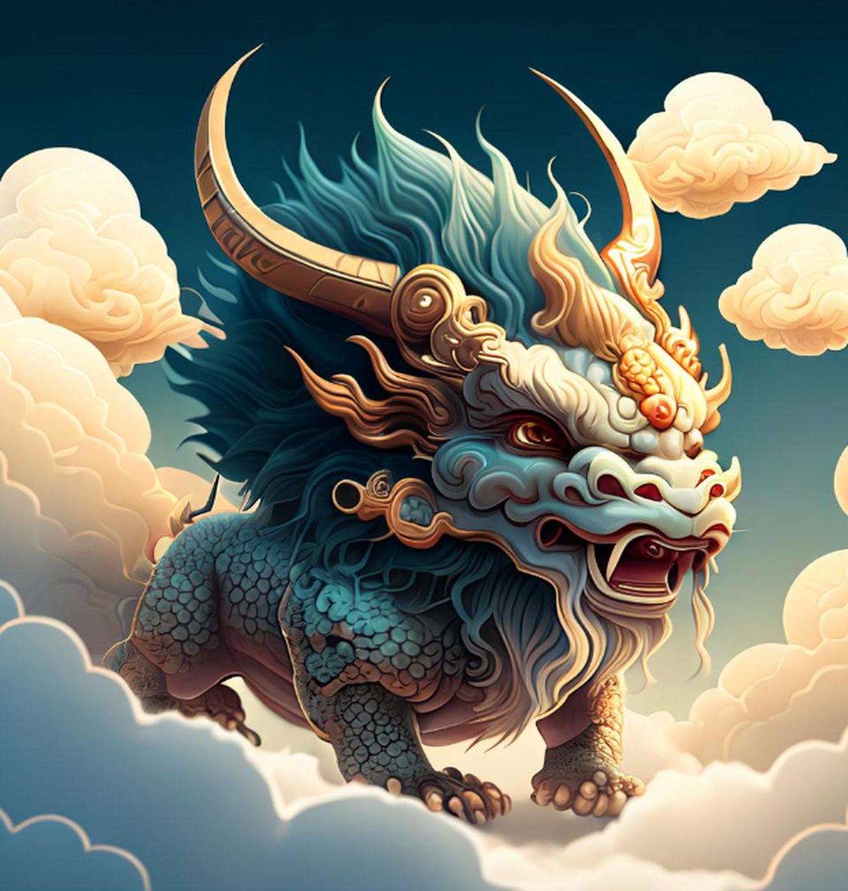 ai绘画:生成关键词是龙,这到底是哪个神兽?麒麟?貔貅?