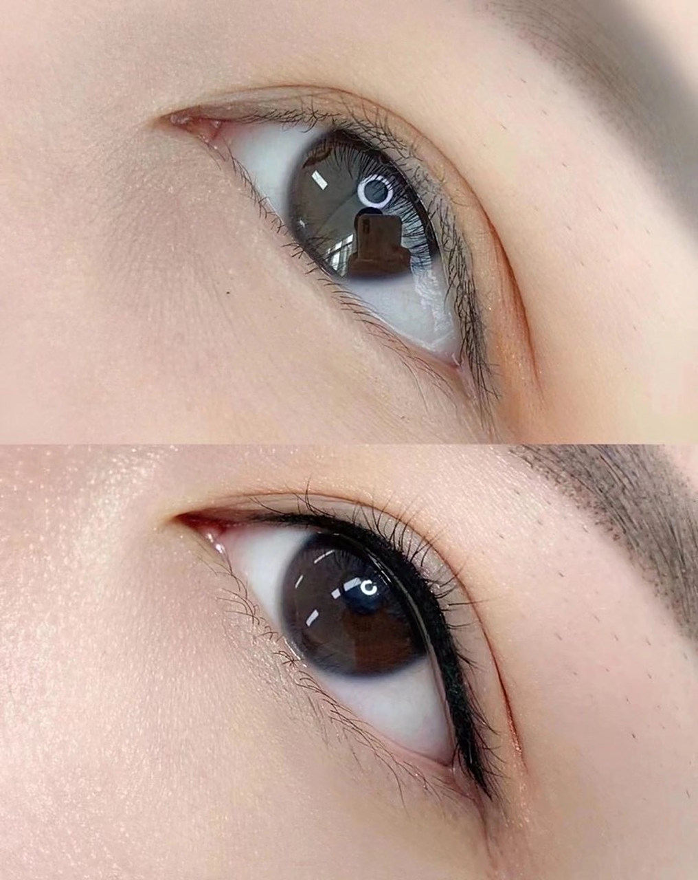 在韩式半永久纹眼线过程中,专业的技师会使用特殊的工具和颜料,将