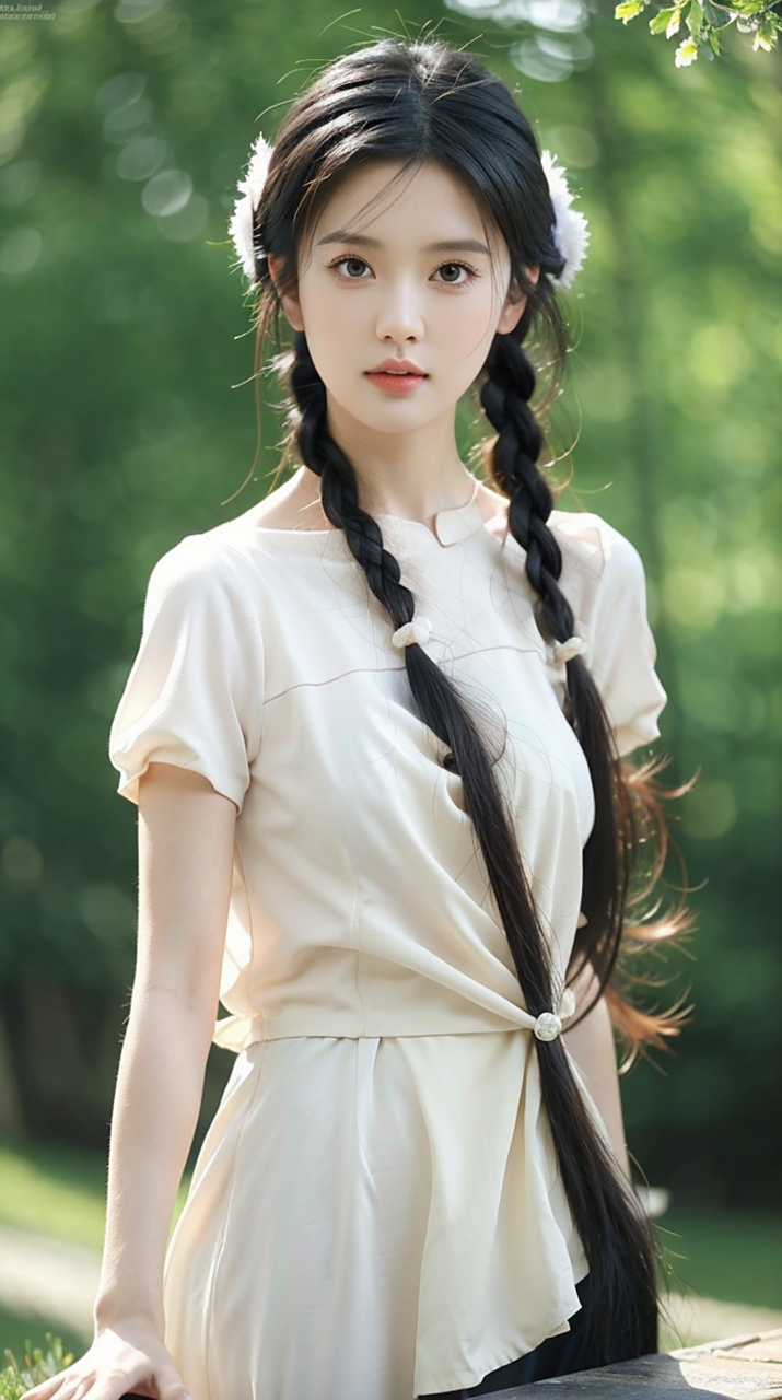 美少女氧气写真,一双美丽的大眼睛,辫子粗又长#美女# #养眼美女