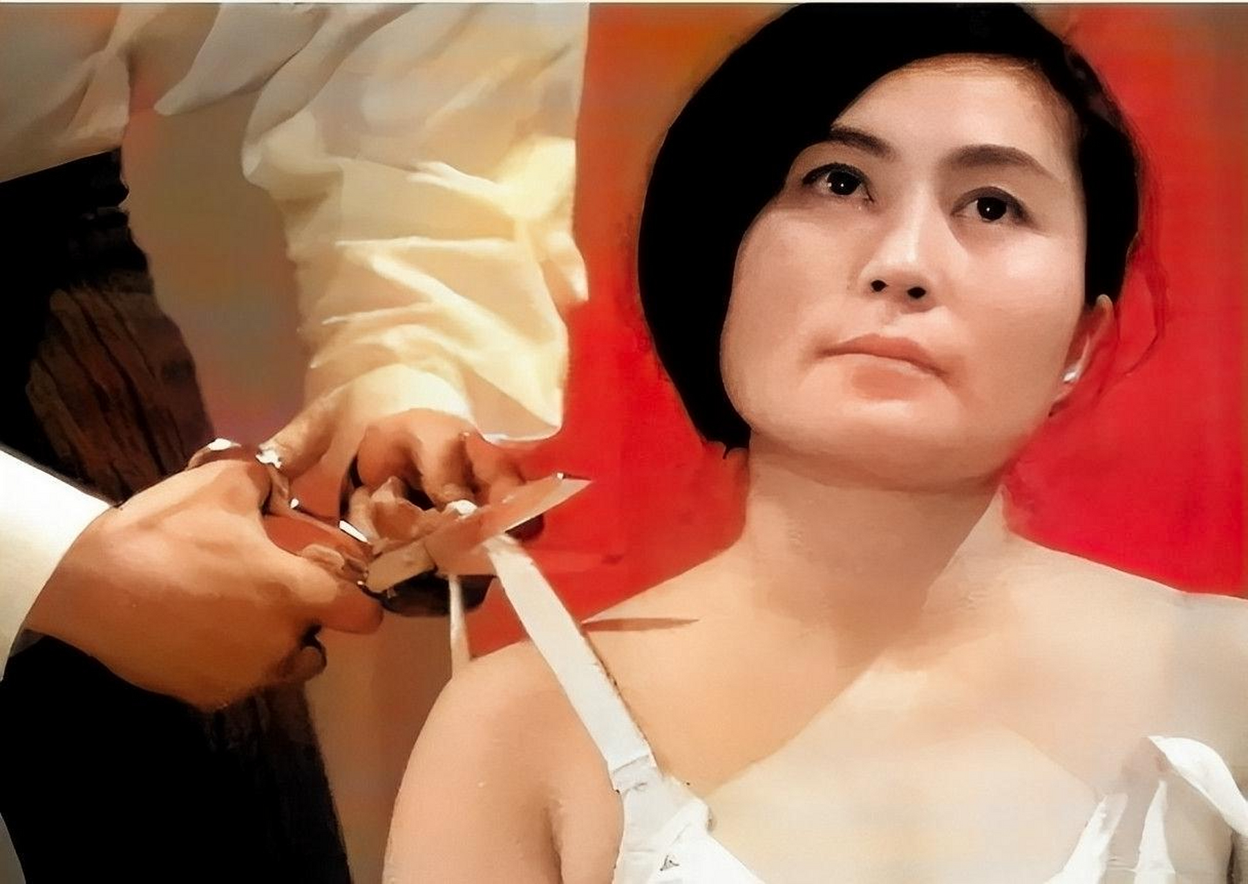 1964年,小野洋子在公共舞台上表演了一场"行为艺术",邀请一些心怀不满