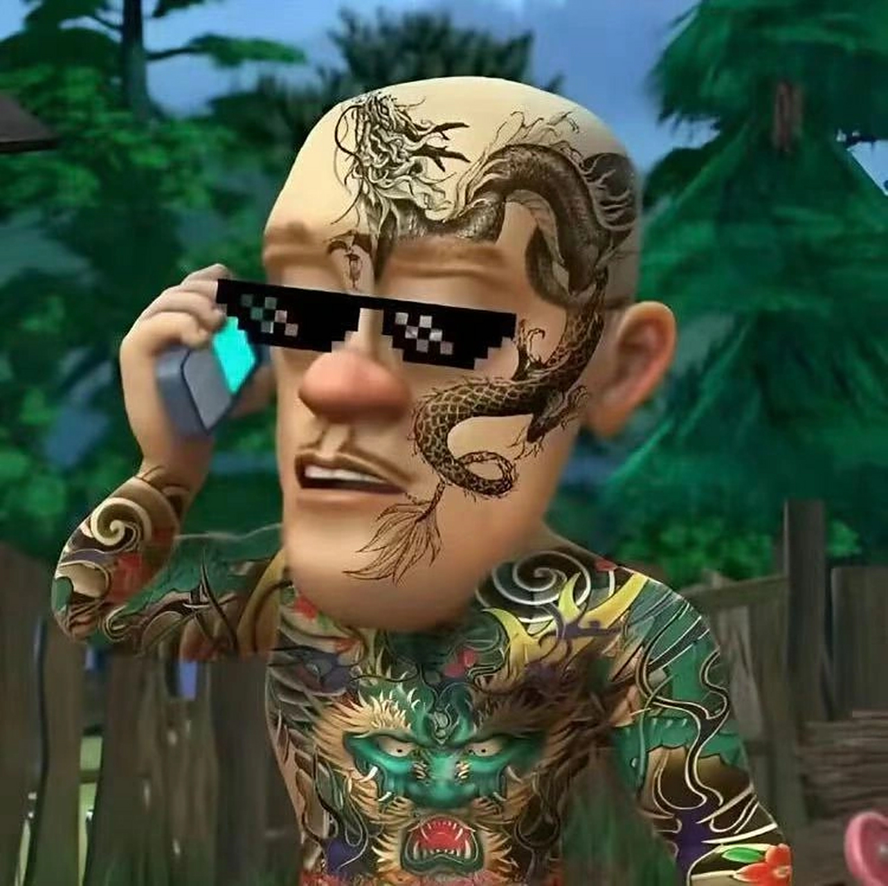 光头强哥 强哥早点这么整也不至于被两头熊欺负  #我要笑死了