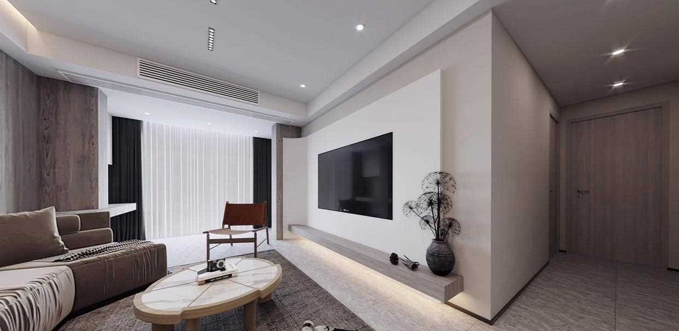 适合正在纠结的你 ·电视背景墙以悬空台面 石膏板造型墙组成,在边角