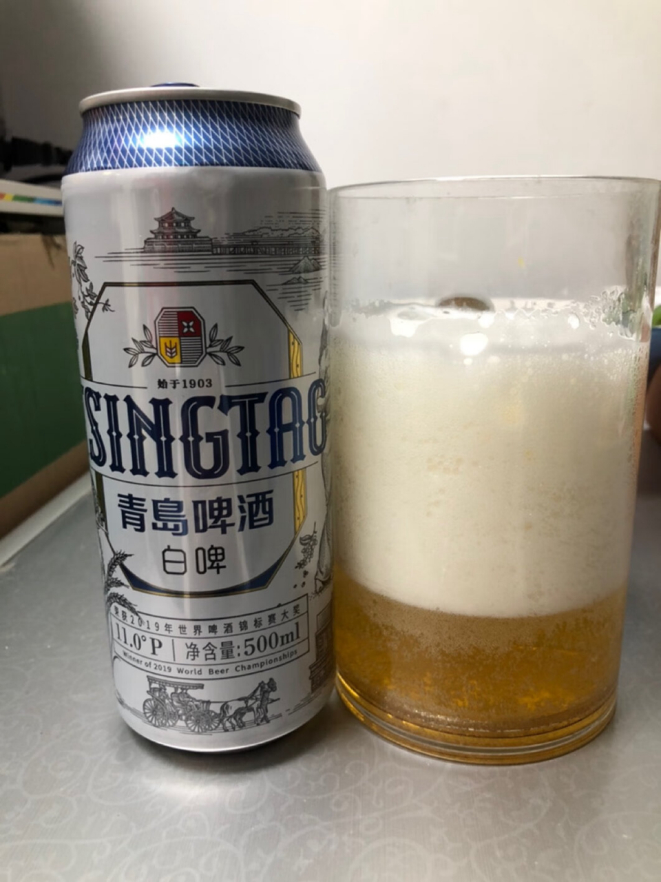 8492青岛啤酒白啤11度 500ml* 12听 为数不多个人最喜欢喝的啤酒之