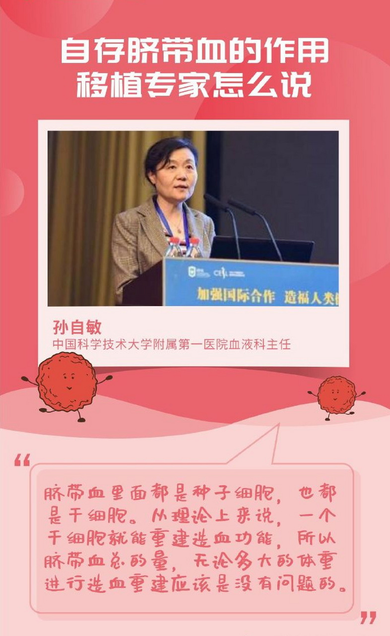 中国科学技术大学附属第一医院血液科主任孙自敏谈脐血"脐带血里面都