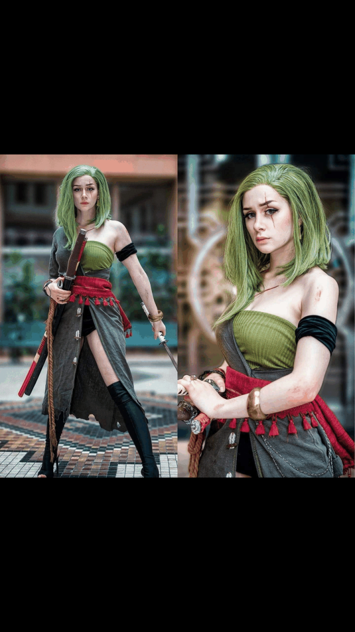 gif创作人# #海贼王# 女版索隆cosplay后续来了!