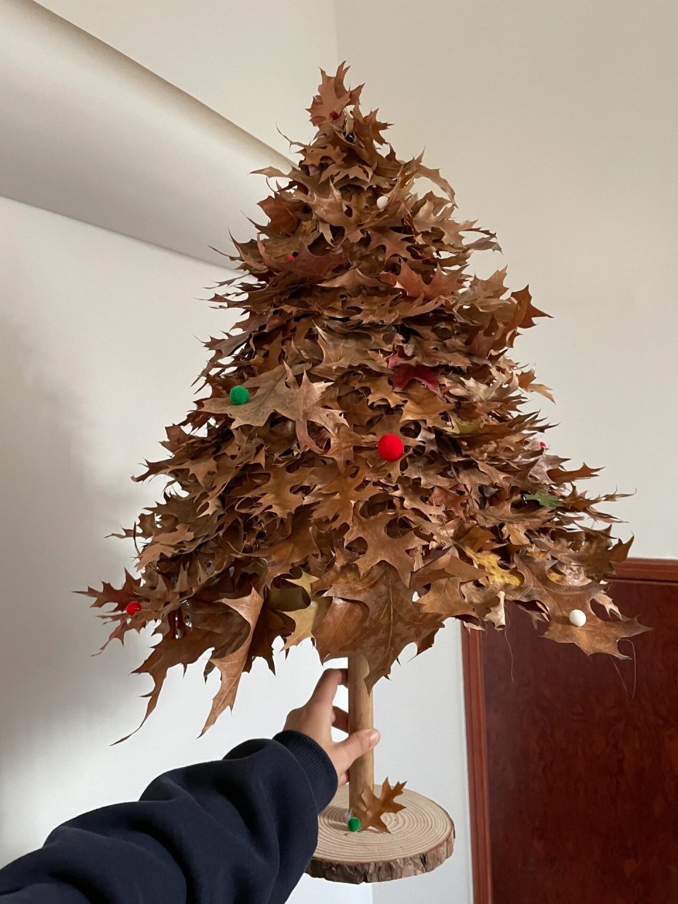 不是吧 怎么这么会搞;捡点树叶 做个圣诞树好了  这不是一般人呀,普