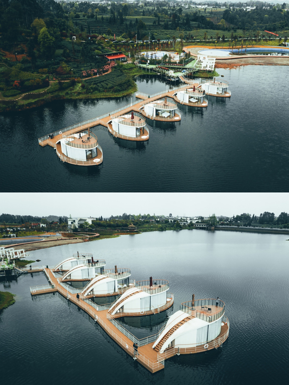 民宿:渔宿水上漂浮酒店 地点:四川省雅安市名山区月亮湖景区