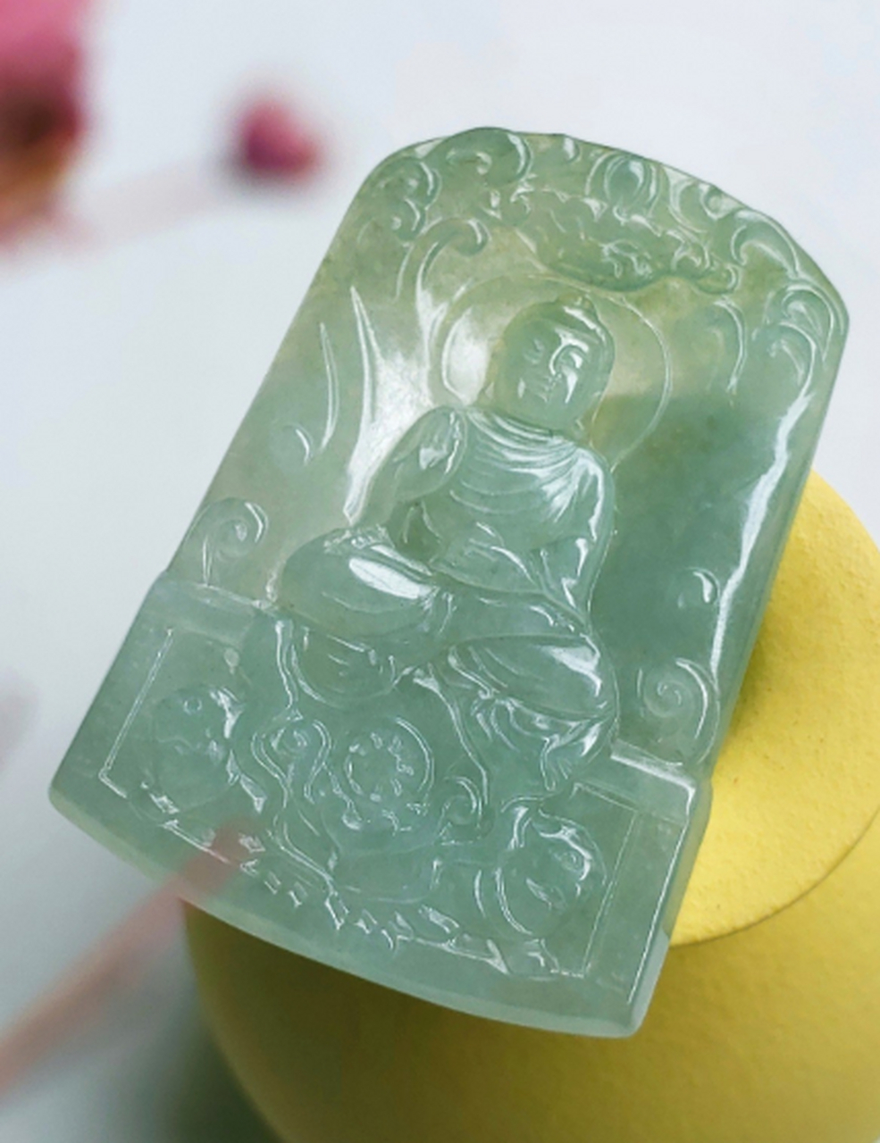 点击头像看直播##翡翠#冰种底色·阿弥陀佛 冰润细腻,种老水润,工艺