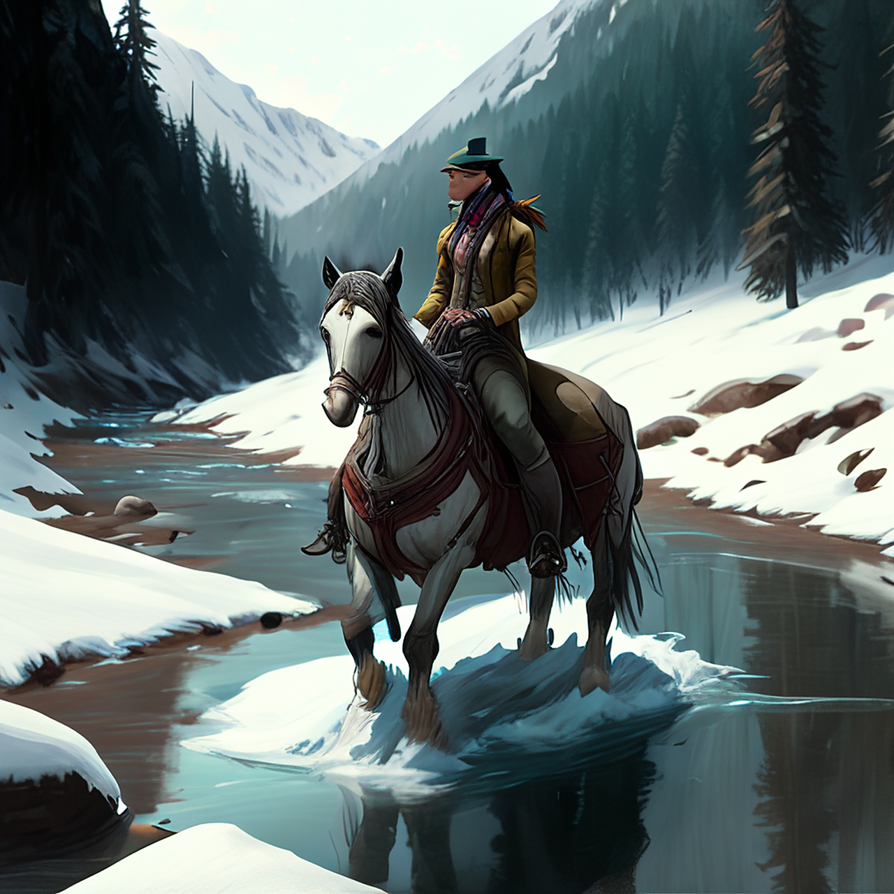 寒骑瘦马度山腰,目断青溪第一桥.生动,经典,简洁#百度ai绘图黑科技