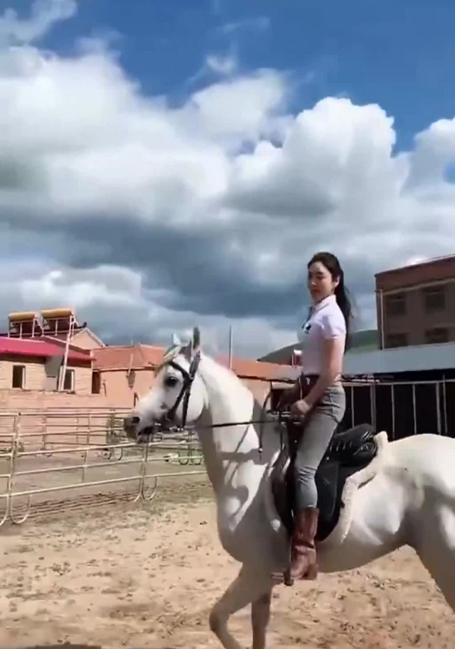 不愧是从草原上长大,美女这骑马的节奏,掌握的妥妥的!