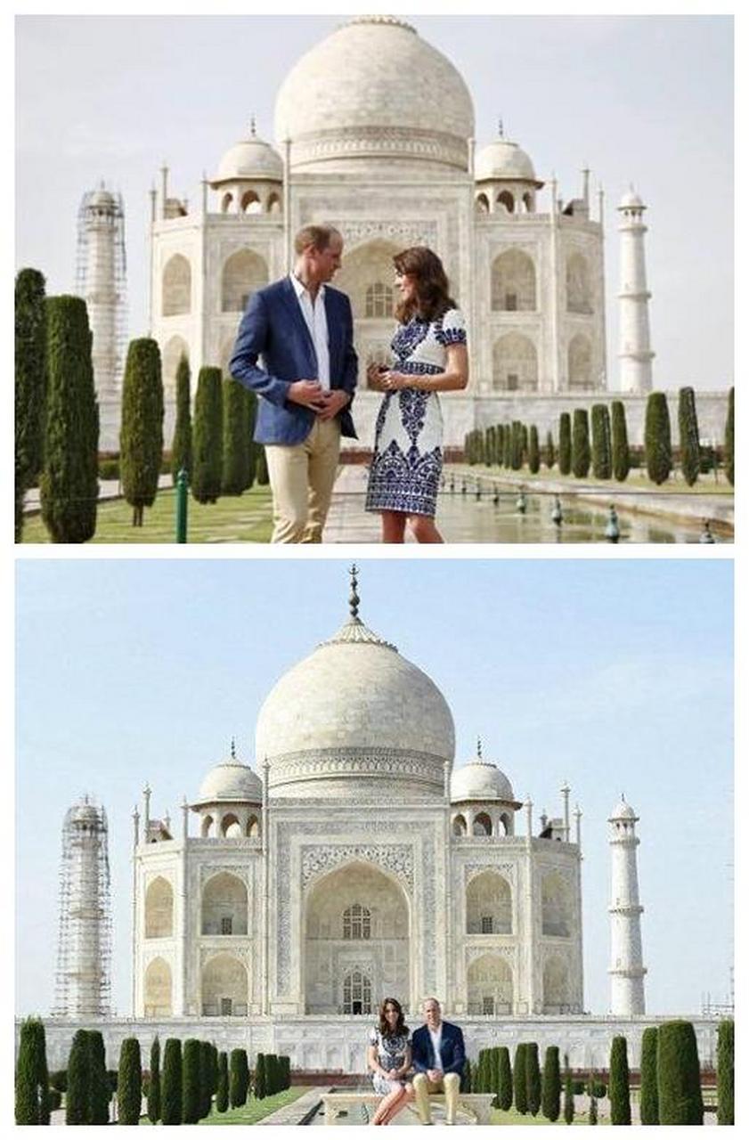 "孤独的王妃"与泰姬陵长椅,24年后威廉王子和凯特王妃的甜蜜留影,温馨