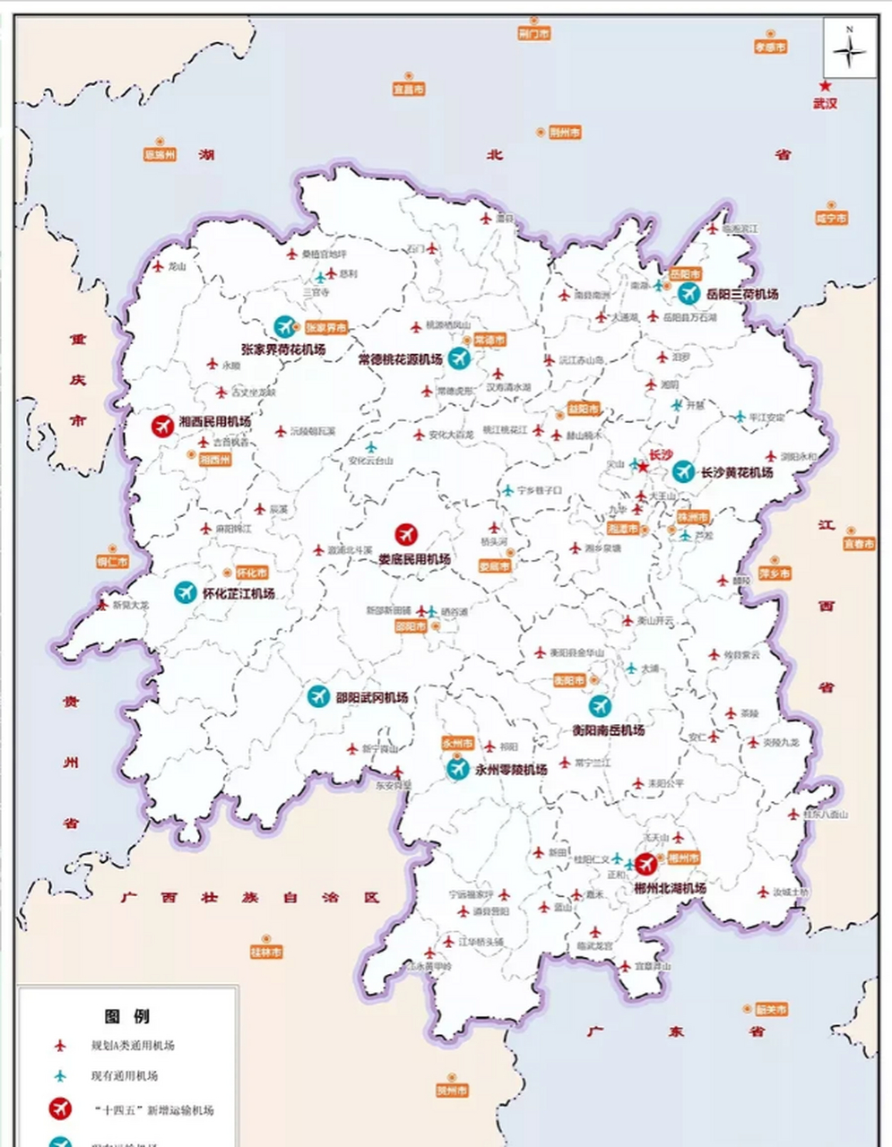 看了湖南省机场规划图,真的想吐糟一下,为什么整个湘西南地区一座机场